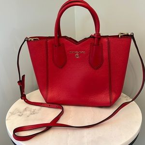 Michael Kors Red Leather Tote Bag